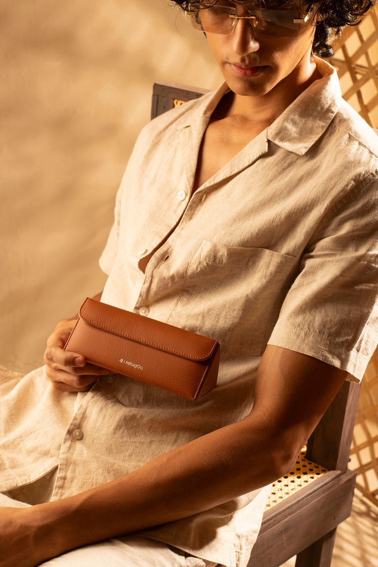 RebagCo Vault Eyewear Case brown – sunglasses inside lifestyle shot
