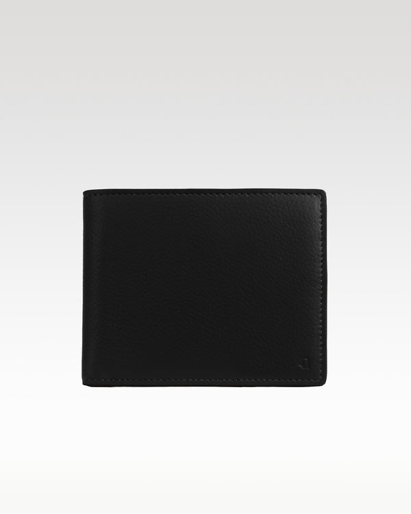 Classic Fold Wallet in black – front view, plant leather