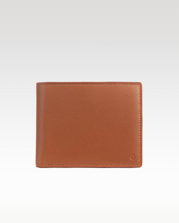 Classic Fold Wallet in brown – front view, plant leather