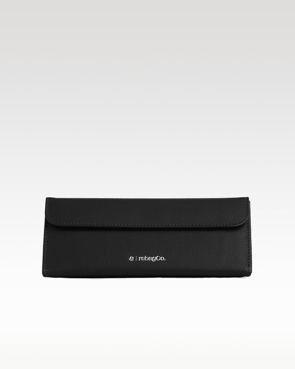Vault Eyewear Case in black – front view, plant leather glasses case